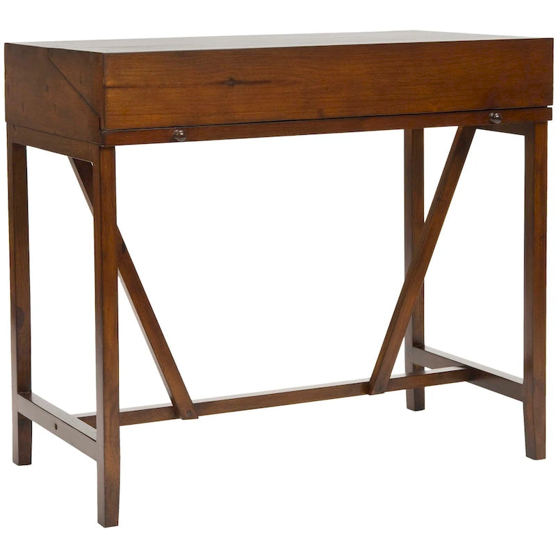 Biurko składane z ukrytymi szufladami – czarne / ciemny teak / białe / szare (kwarc) / dąb, 1-osobowe