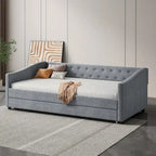 Jasnoszara / Ciemnoszara / Beżowa Sofa tapicerowana z szufladami – rozmiar pojedynczy / podwójny