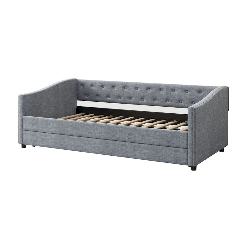 Jasnoszara / Ciemnoszara / Beżowa Sofa tapicerowana z szufladami – rozmiar pojedynczy / podwójny
