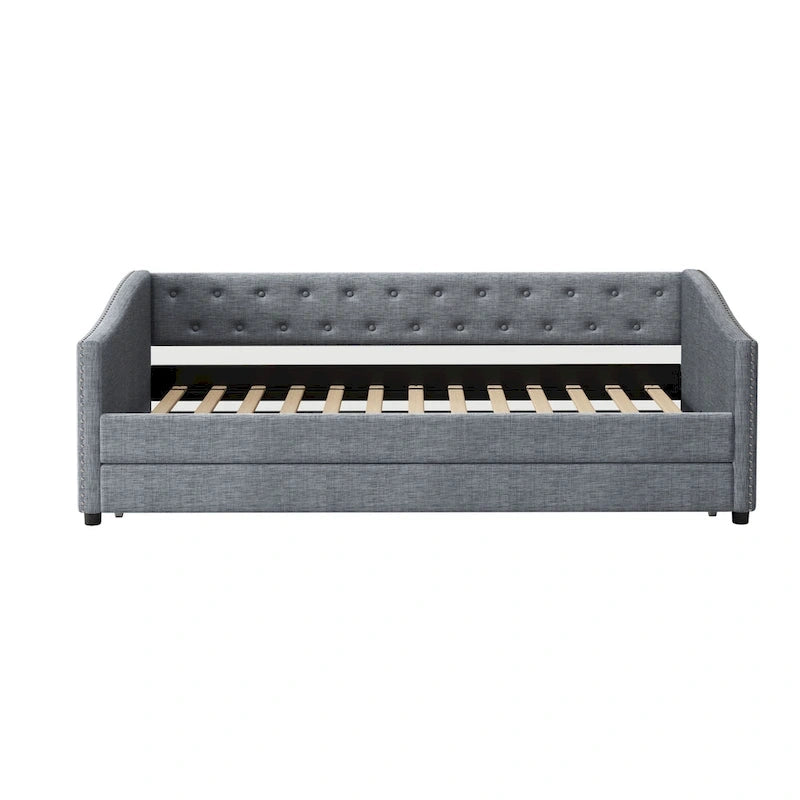 Jasnoszara / Ciemnoszara / Beżowa Sofa tapicerowana z szufladami – rozmiar pojedynczy / podwójny