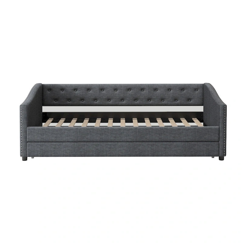 Jasnoszara / Ciemnoszara / Beżowa Sofa tapicerowana z szufladami – rozmiar pojedynczy / podwójny