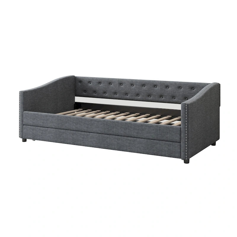 Jasnoszara / Ciemnoszara / Beżowa Sofa tapicerowana z szufladami – rozmiar pojedynczy / podwójny