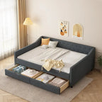 Jasnoszara / Ciemnoszara / Beżowa Sofa tapicerowana z szufladami – rozmiar pojedynczy / podwójny