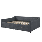 Jasnoszara / Ciemnoszara / Beżowa Sofa tapicerowana z szufladami – rozmiar pojedynczy / podwójny