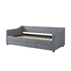 Jasnoszara / Ciemnoszara / Beżowa Sofa tapicerowana z szufladami – rozmiar pojedynczy / podwójny