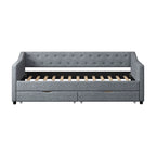 Jasnoszara / Ciemnoszara / Beżowa Sofa tapicerowana z szufladami – rozmiar pojedynczy / podwójny