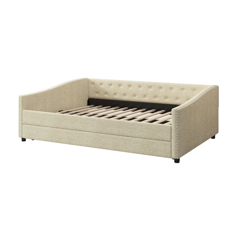 Jasnoszara / Ciemnoszara / Beżowa Sofa tapicerowana z szufladami – rozmiar pojedynczy / podwójny
