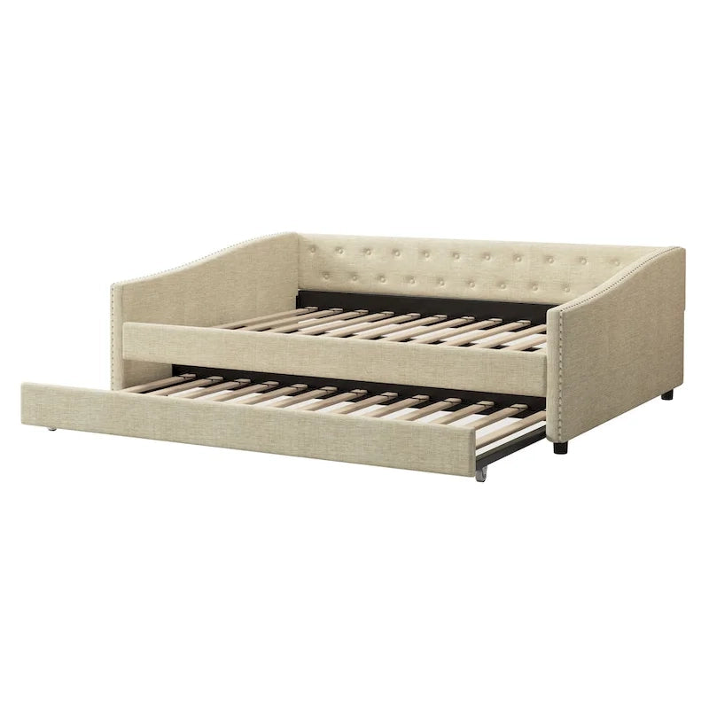 Jasnoszara / Ciemnoszara / Beżowa Sofa tapicerowana z szufladami – rozmiar pojedynczy / podwójny
