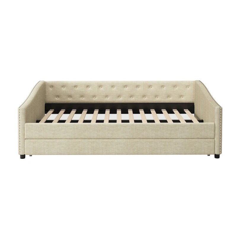 Jasnoszara / Ciemnoszara / Beżowa Sofa tapicerowana z szufladami – rozmiar pojedynczy / podwójny