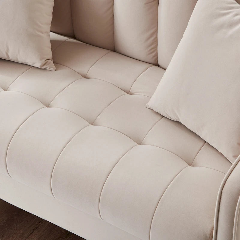 Jasnoniebieska / Szara / Pomarańczowa / Beżowa Sofa dwuosobowa tapicerowana pikowanym aksamitem