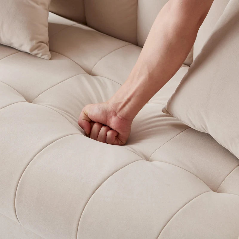 Jasnoniebieska / Szara / Pomarańczowa / Beżowa Sofa dwuosobowa tapicerowana pikowanym aksamitem