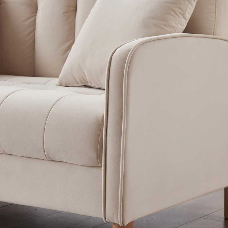 Jasnoniebieska / Szara / Pomarańczowa / Beżowa Sofa dwuosobowa tapicerowana pikowanym aksamitem