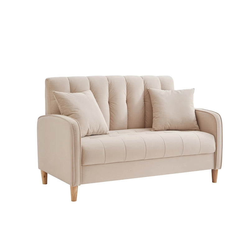 Jasnoniebieska / Szara / Pomarańczowa / Beżowa Sofa dwuosobowa tapicerowana pikowanym aksamitem