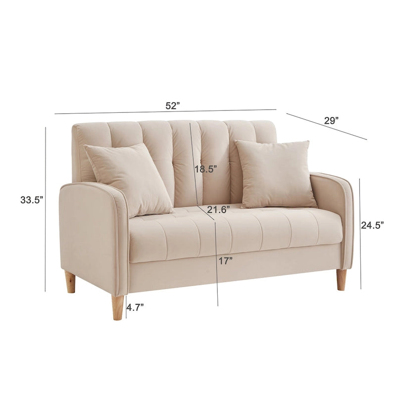 Jasnoniebieska / Szara / Pomarańczowa / Beżowa Sofa dwuosobowa tapicerowana pikowanym aksamitem