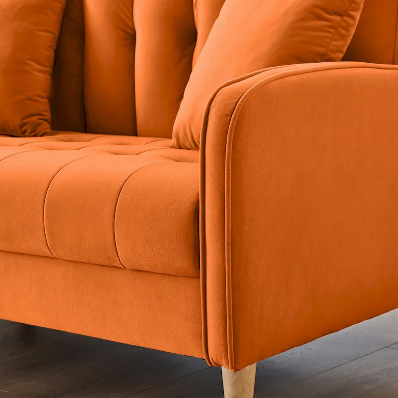 Jasnoniebieska / Szara / Pomarańczowa / Beżowa Sofa dwuosobowa tapicerowana pikowanym aksamitem