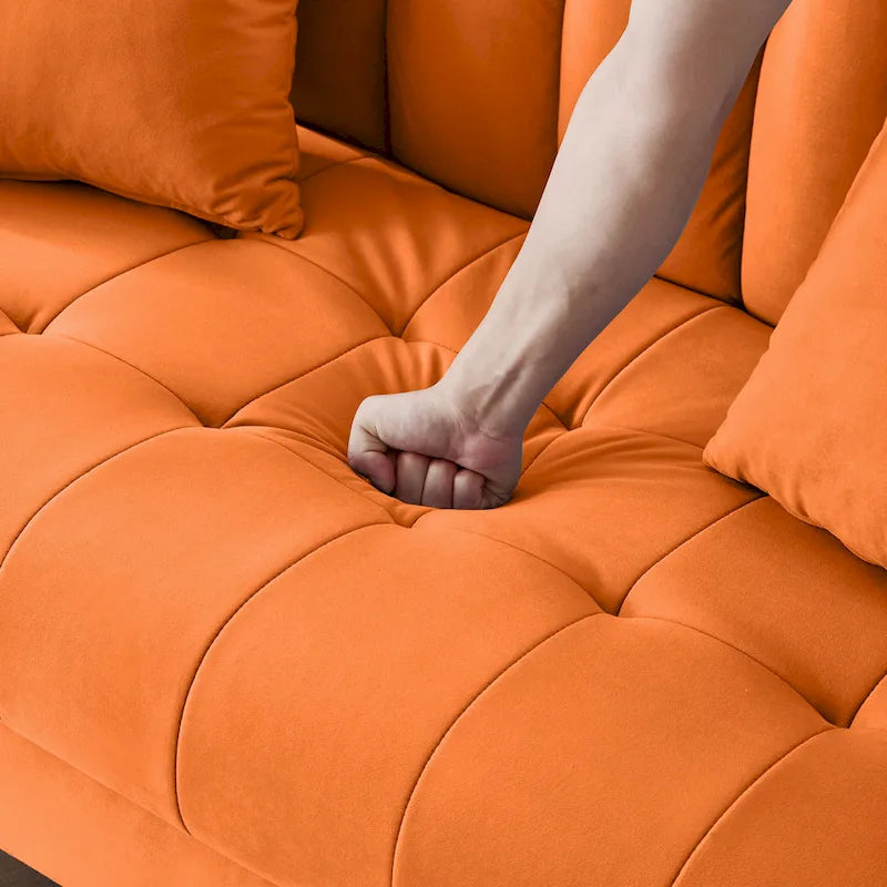 Jasnoniebieska / Szara / Pomarańczowa / Beżowa Sofa dwuosobowa tapicerowana pikowanym aksamitem