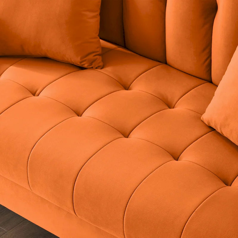 Jasnoniebieska / Szara / Pomarańczowa / Beżowa Sofa dwuosobowa tapicerowana pikowanym aksamitem