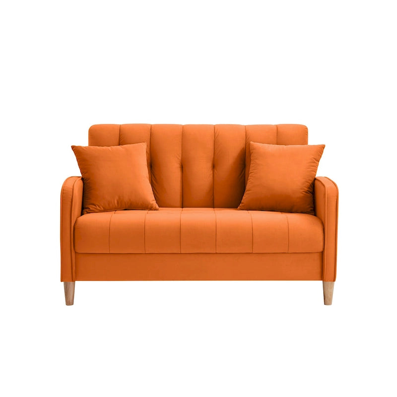Jasnoniebieska / Szara / Pomarańczowa / Beżowa Sofa dwuosobowa tapicerowana pikowanym aksamitem