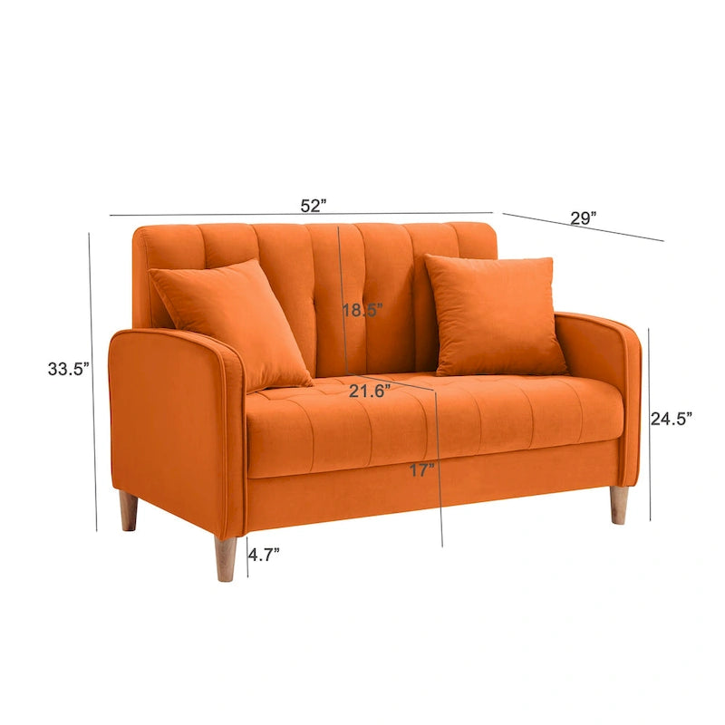 Jasnoniebieska / Szara / Pomarańczowa / Beżowa Sofa dwuosobowa tapicerowana pikowanym aksamitem