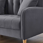 Jasnoniebieska / Szara / Pomarańczowa / Beżowa Sofa dwuosobowa tapicerowana pikowanym aksamitem