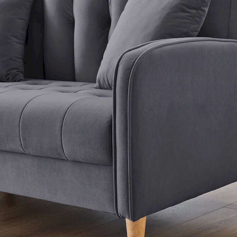 Jasnoniebieska / Szara / Pomarańczowa / Beżowa Sofa dwuosobowa tapicerowana pikowanym aksamitem