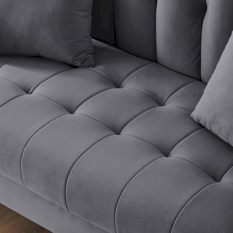 Jasnoniebieska / Szara / Pomarańczowa / Beżowa Sofa dwuosobowa tapicerowana pikowanym aksamitem