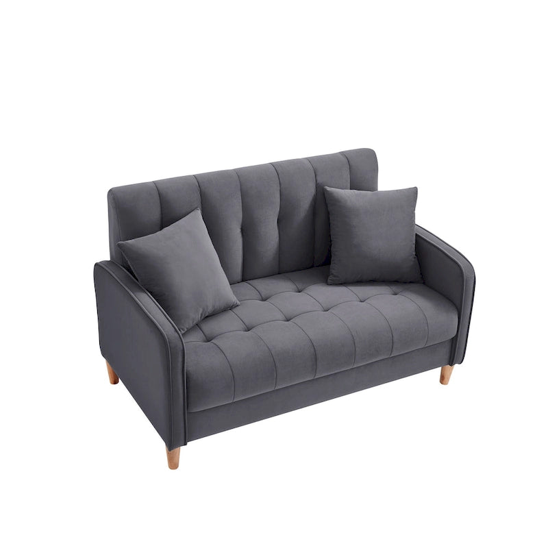 Jasnoniebieska / Szara / Pomarańczowa / Beżowa Sofa dwuosobowa tapicerowana pikowanym aksamitem