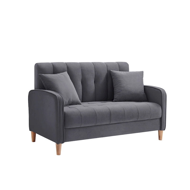 Jasnoniebieska / Szara / Pomarańczowa / Beżowa Sofa dwuosobowa tapicerowana pikowanym aksamitem