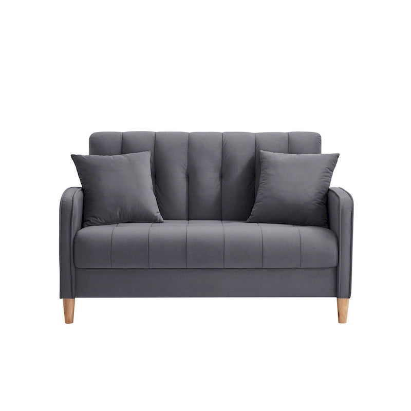 Jasnoniebieska / Szara / Pomarańczowa / Beżowa Sofa dwuosobowa tapicerowana pikowanym aksamitem
