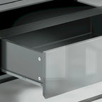 Szara komoda z 8 szufladami z oświetleniem LED RGB, wykończenie na wysoki połysk