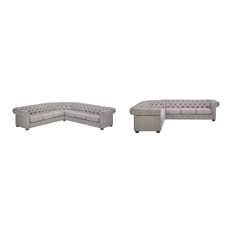 7-osobowa sofa narożna Chesterfield w kształcie litery L – wiele kolorów i tkanin