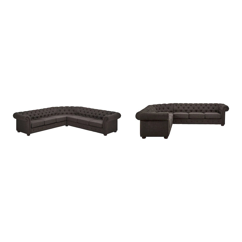 7-osobowa sofa narożna Chesterfield w kształcie litery L – wiele kolorów i tkanin