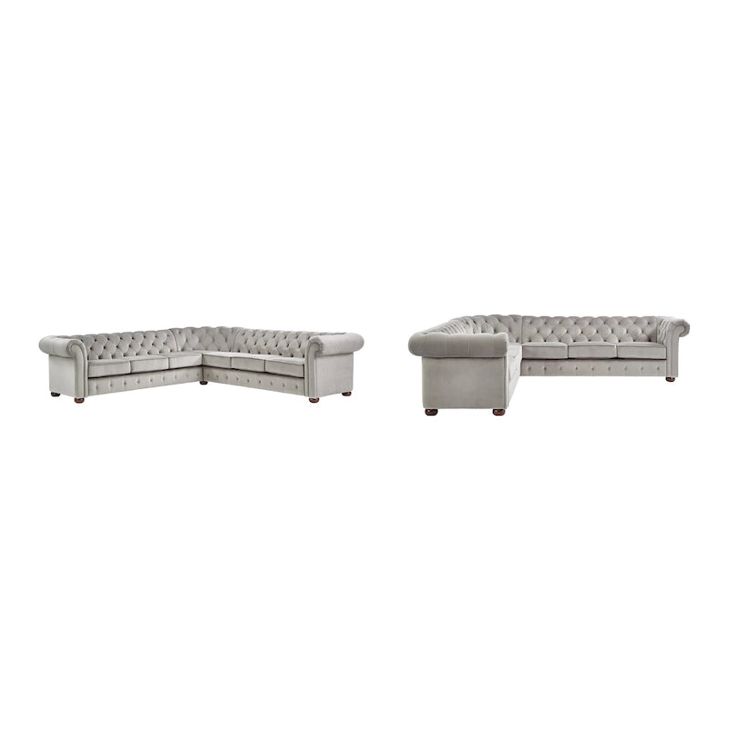 7-osobowa sofa narożna Chesterfield w kształcie litery L – wiele kolorów i tkanin