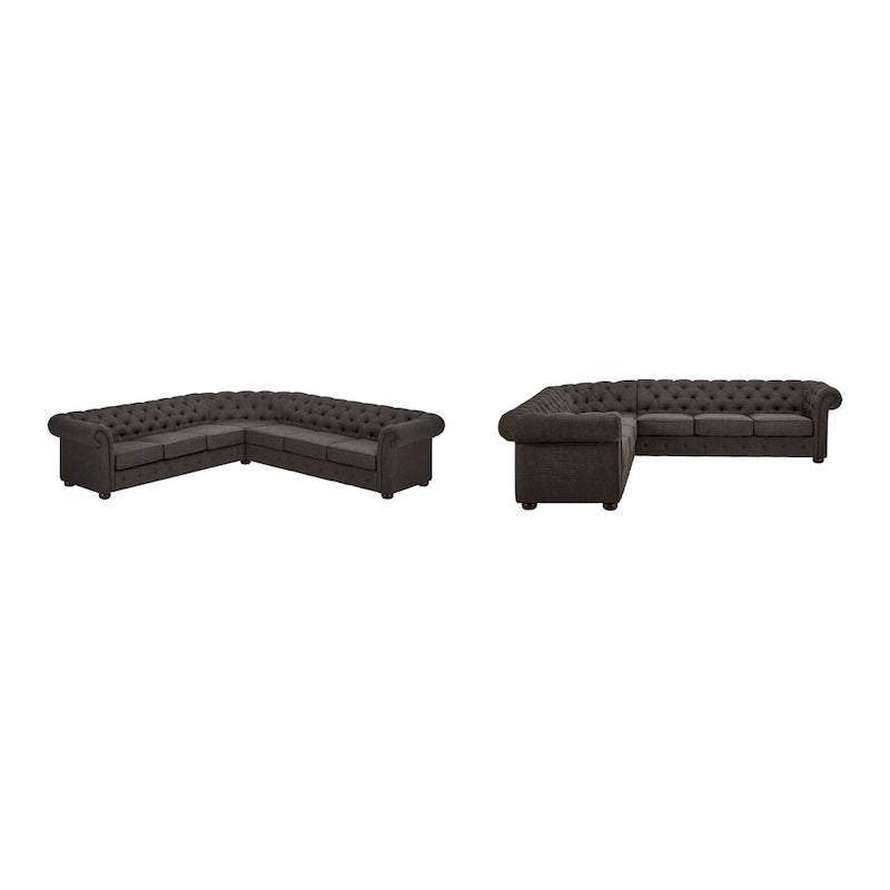 7-osobowa sofa narożna Chesterfield w kształcie litery L – wiele kolorów i tkanin