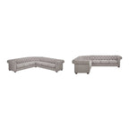7-osobowa sofa narożna Chesterfield w kształcie litery L – wiele kolorów i tkanin