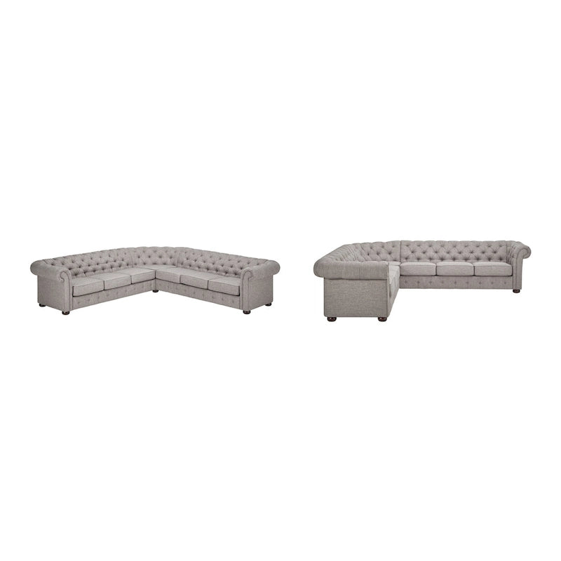 7-osobowa sofa narożna Chesterfield w kształcie litery L – wiele kolorów i tkanin
