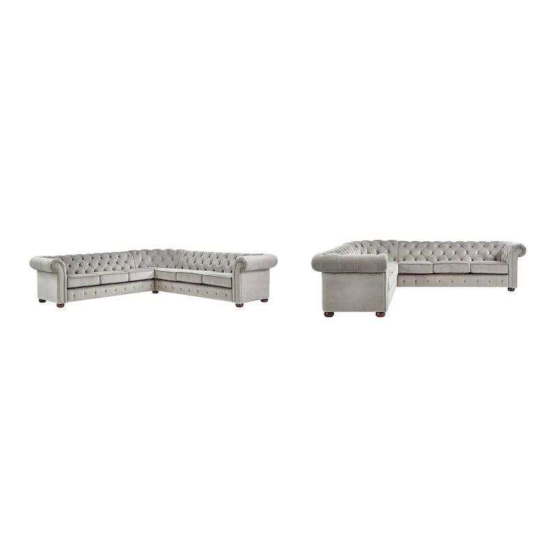 7-osobowa sofa narożna Chesterfield w kształcie litery L – wiele kolorów i tkanin