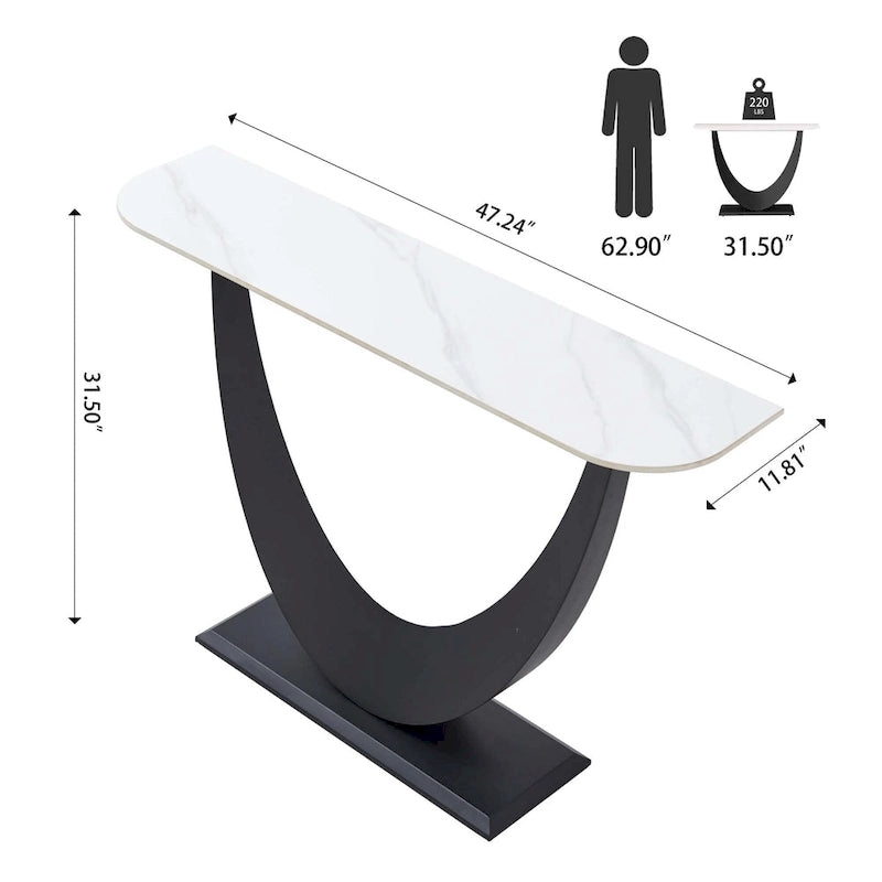 Złoto / Czarny Spiekany Kamień Stół Konsolowy, Wąski Stolik Pod Sofa do Przedpokoju dla 1