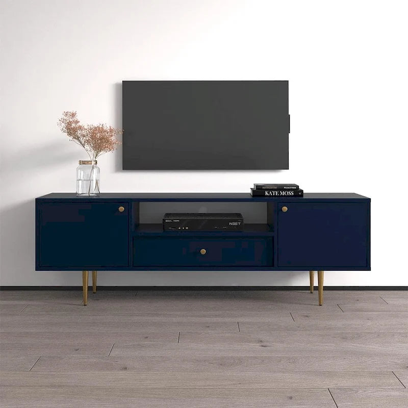 Niebieska matowa szafka pod telewizor 63" – Pasuje do telewizorów do 70"