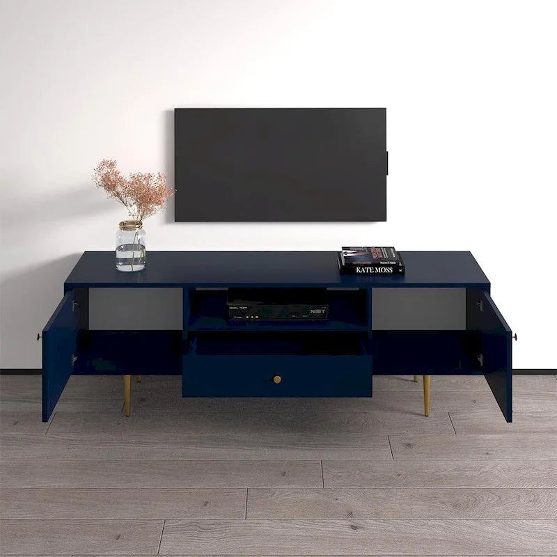 Niebieska matowa szafka pod telewizor 63" – Pasuje do telewizorów do 70"