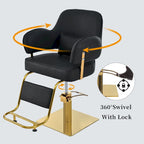 Czarno-szare obrotowe krzesło barberskie z PCV, regulowane hydraulicznie, dla 1 osoby