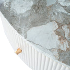 Stolik Kawowy Off-White / Czarny, Nowoczesny, Okrągły, z 2 Szufladami, dla 1 Osoby