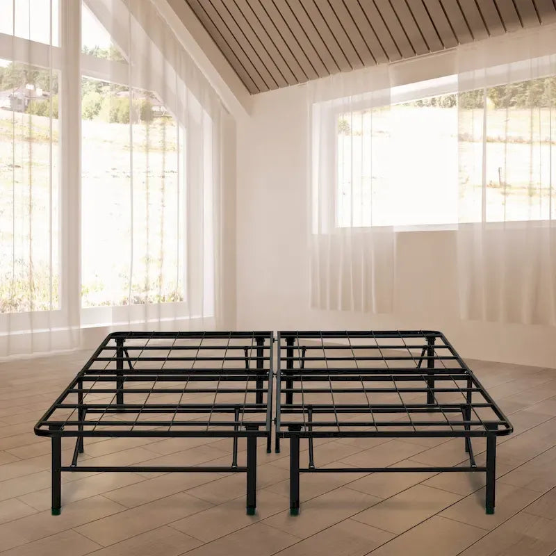 Czarna Rama Łóżka Platformowego Queen Size, 35,5 cm, 1-osobowa