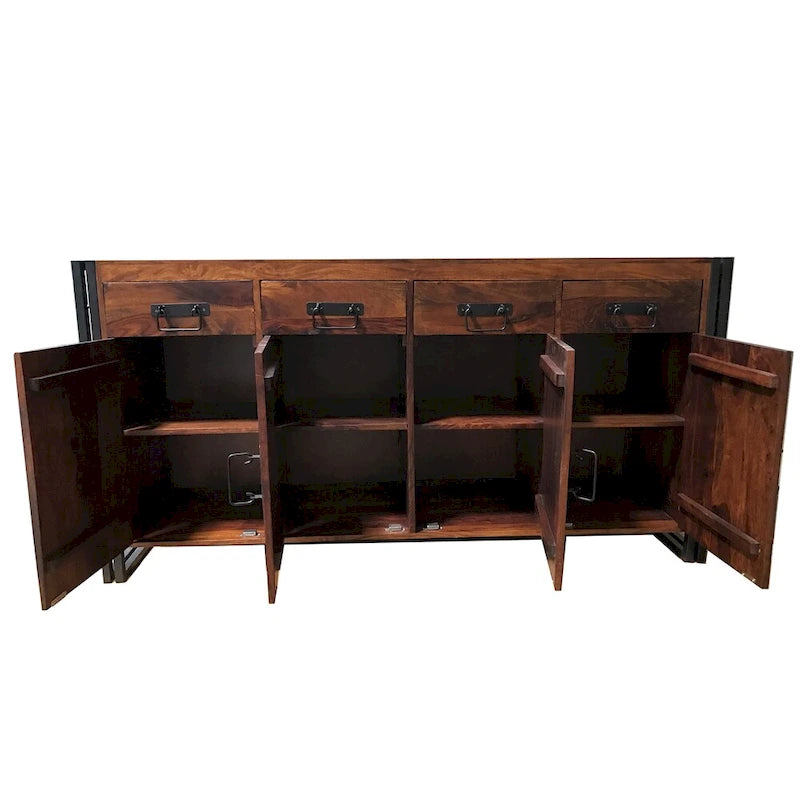 Komoda Natural Wood & Iron z 4 drzwiami i 4 szufladami
