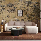Kremowa sofa narożna boucle, styl mid-century, lewostronna/prawostronna