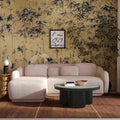 Kremowa sofa narożna boucle, styl mid-century, lewostronna/prawostronna