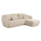Kremowa sofa narożna boucle, styl mid-century, lewostronna/prawostronna