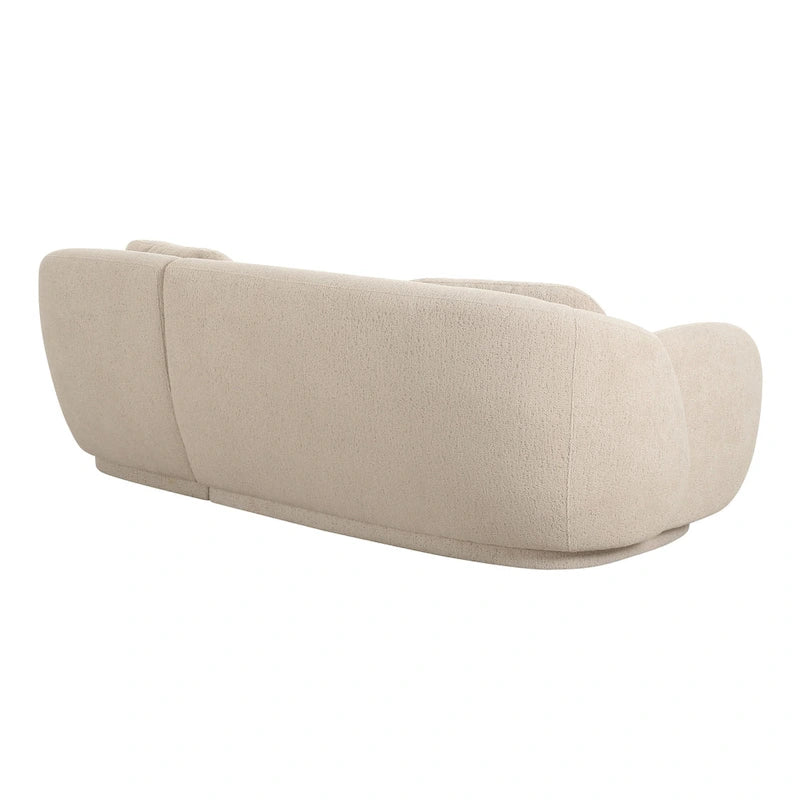 Kremowa sofa narożna boucle, styl mid-century, lewostronna/prawostronna
