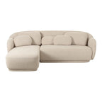 Kremowa sofa narożna boucle, styl mid-century, lewostronna/prawostronna
