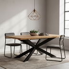 Stół jadalniany z litego drewna naturalnego/odzyskanego, styl industrialny, 4–6 miejsc siedzących